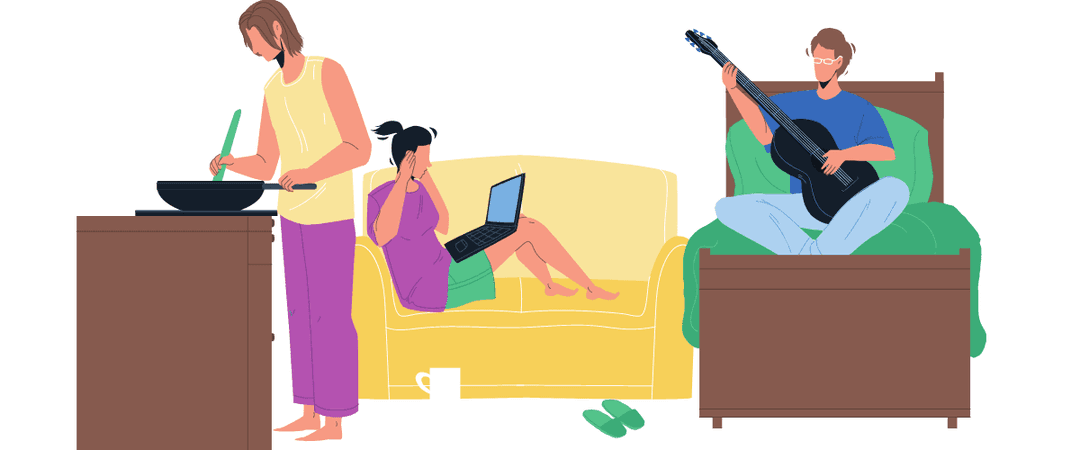 three-roommates-chilling-cooking-guitar-laptop-vector.png