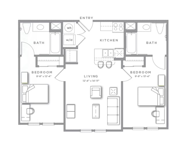 Room in 2 Bedroom 2 Bathroom | B1 main photo