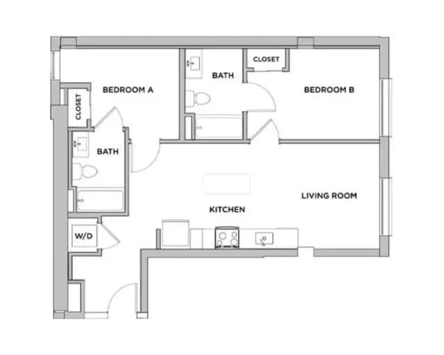 Room in 2 Bedroom 2 Bathroom | B1-M main photo