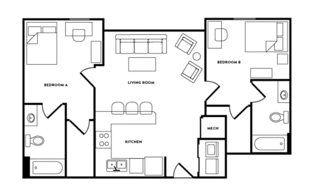 Frisco B Room in 2 Bedroom 2 Bathroom main photo