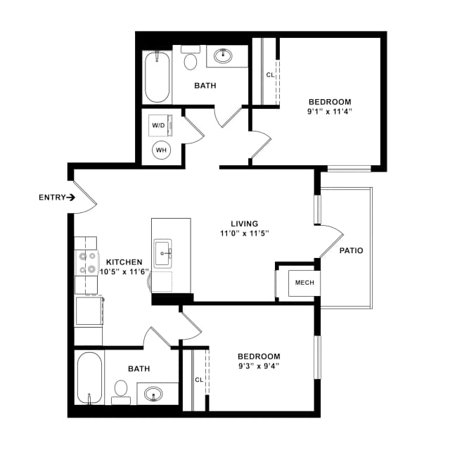 Room in 2 Bedroom 2 Bathroom | 2X2 C main photo
