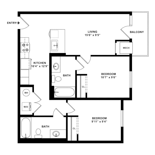 Room in 2 Bedroom 2 Bathroom | 2X2 B main photo
