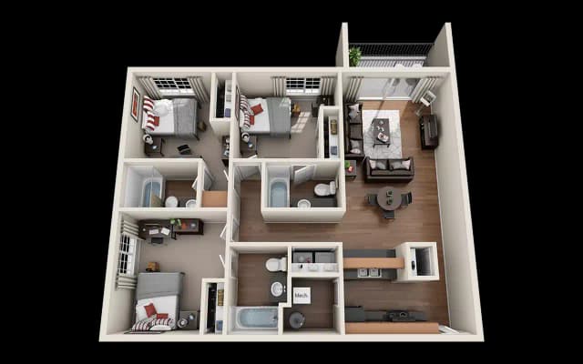 Private Room - 3x3 Premium (3 Bed - 3 Bath) main photo