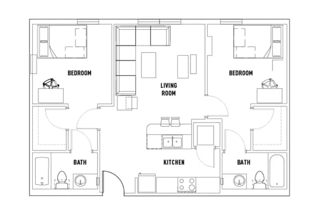 Room in 2 Bed - 2 Bath Apartment - Floors 16-17 main photo
