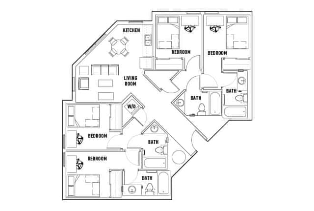 Room in 4 Bed - 4 Bath Suite Alt Single - Corner Unit main photo