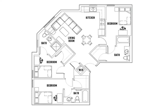 Room in 3 Bed - 3 Bath Apartment Alt - Corner Unit + Floors 16-17 main photo