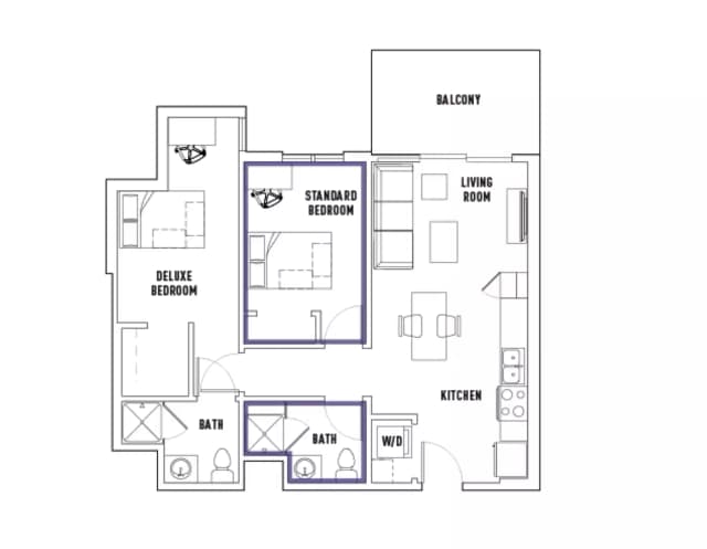 Room in 2 Bed - 2 Bath A Premium main photo