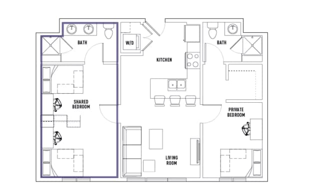 Room in 2 Bed - 2 Bath G main photo