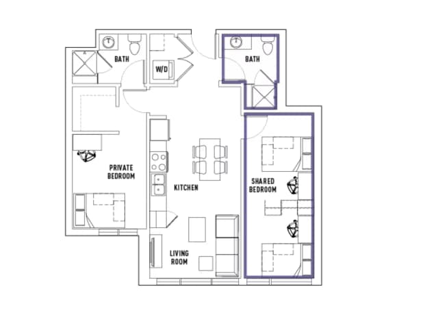 Room in 2 Bed - 2 Bath F main photo