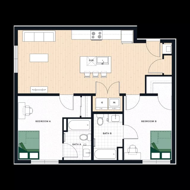 Room in 2 Bedroom 2 Bathroom | B3 main photo