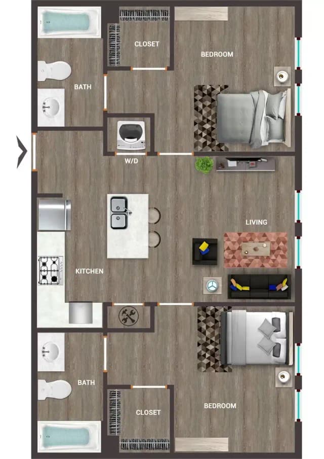 Room in 2 Bedroom 2 Bathroom | B1 main photo