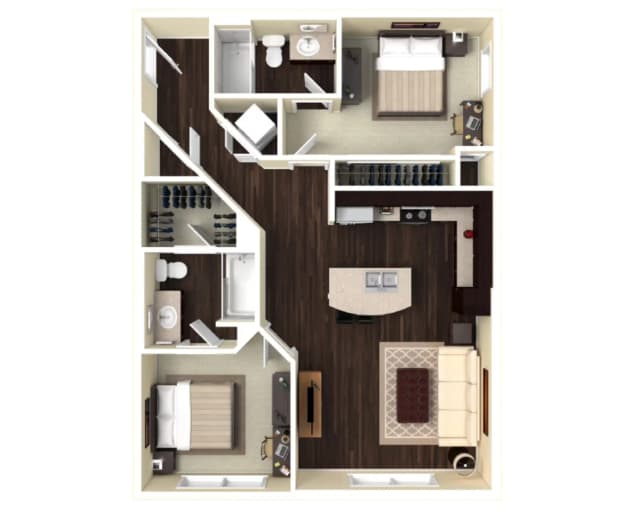 Room in 2 Bedroom 2 Bathroom | B2 main photo