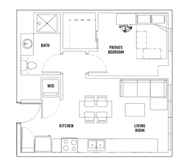 1 Bed - 1 Bath B Private main photo