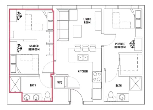 Room in 2 Bed - 2 Bath D main photo