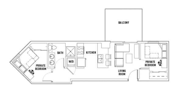 Room in 2 Bed - 1 Bath C Premium main photo