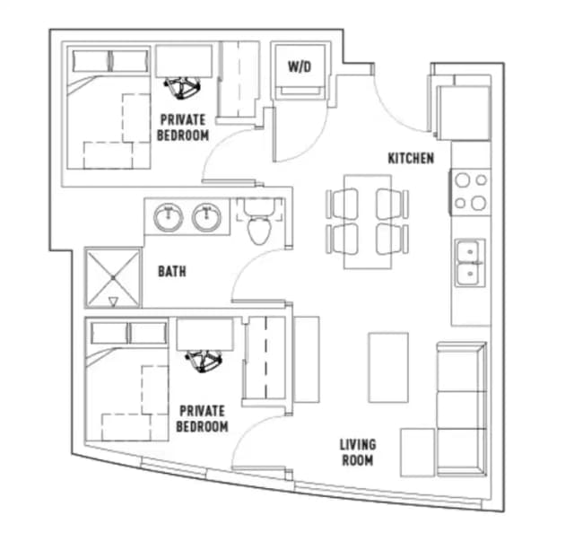 2 Bed - 1 Bath A Private main photo