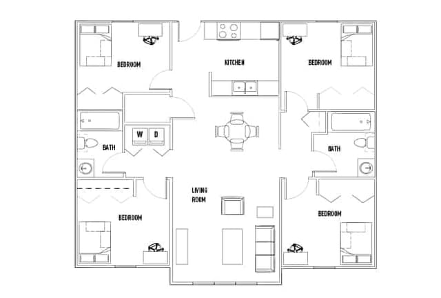 Room in 4 Bed - 2 Bath main photo