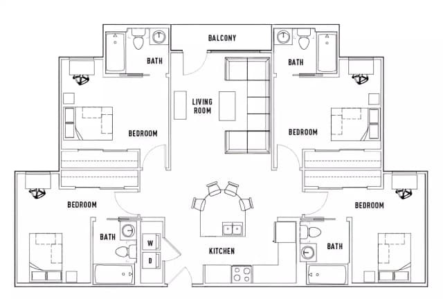 Room in 4 Bed - 4 Bath Apartment Stadium View main photo