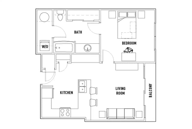 1 Bed - 1 Bath B main photo