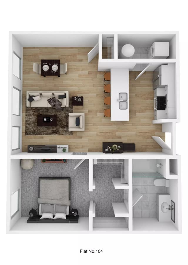 Flat No. 104 - 1 Bed 1 Bath main photo