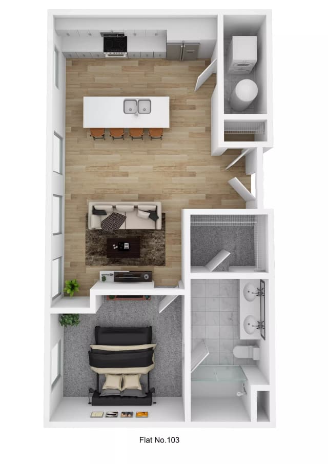 Flat No. 103 - 1 Bed 1 Bath main photo