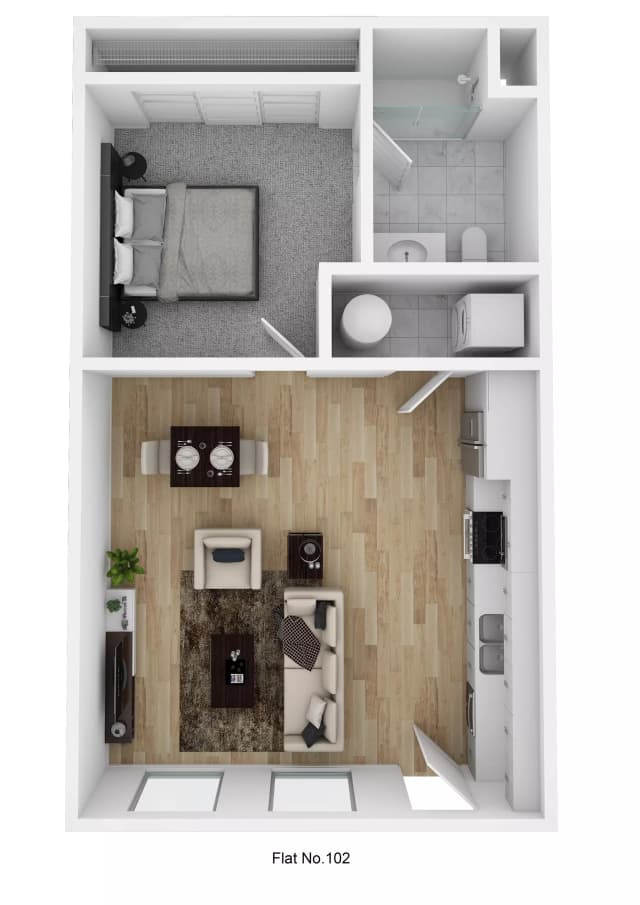 Flat No. 102 - 1 Bed 1 Bath main photo