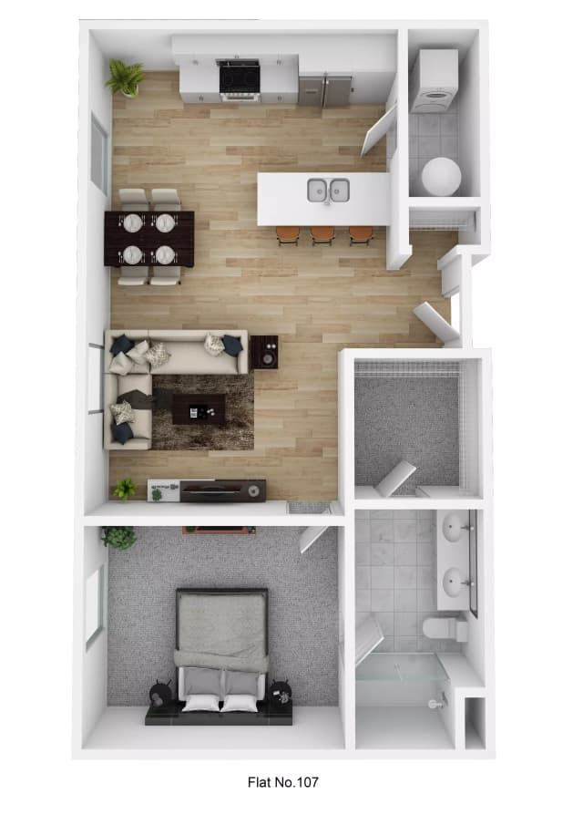 Flat No. 107 - 1 Bed 1 Bath main photo