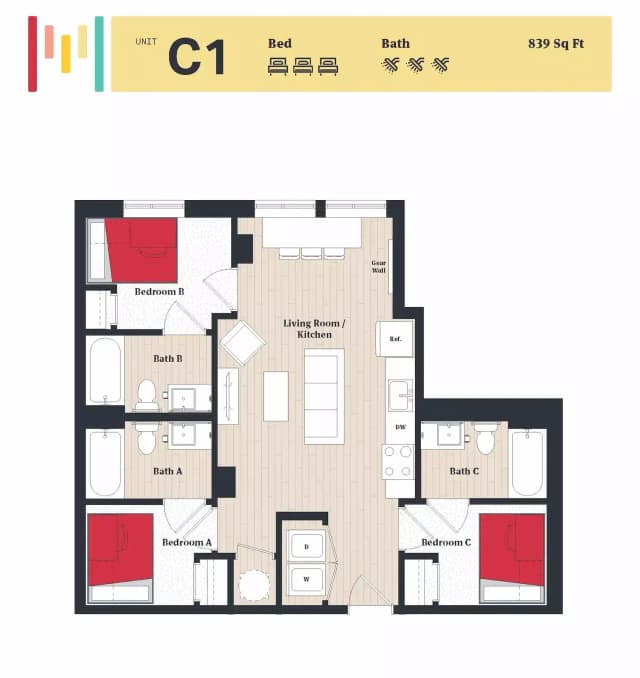 Room in 3 Bedroom 3 Bathroom | C1 Loft main photo