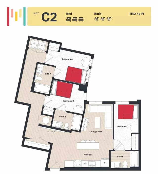 Room in 3 Bedroom 3 Bathroom | C2 main photo