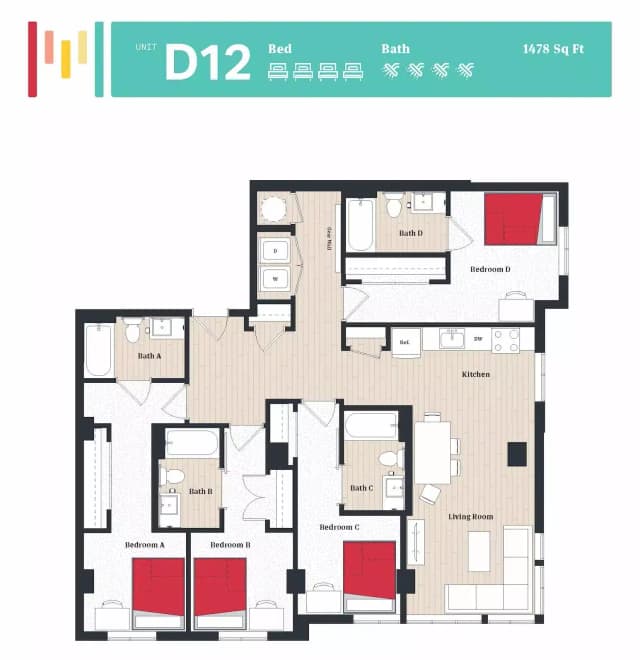 Room in 4 Bedroom 4 Bathroom | D12 main photo