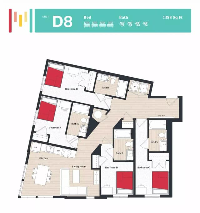 Room in 4 Bedroom 4 Bathroom | D8 main photo