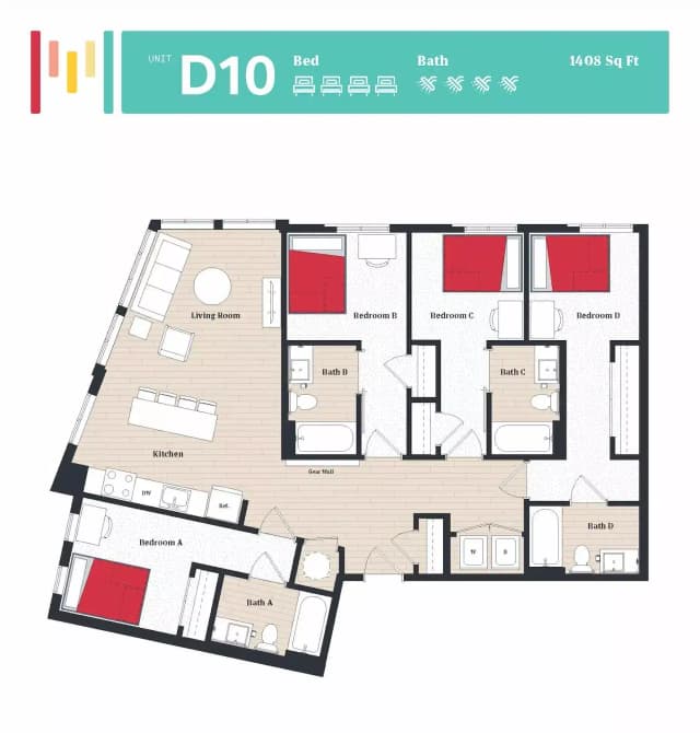 Room in 4 Bedroom 4 Bathroom | D10 main photo