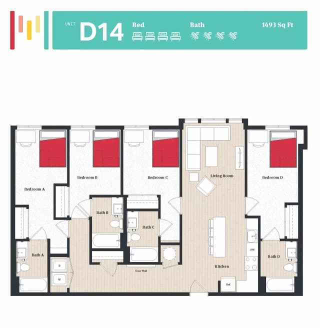 Room in 4 Bedroom 4 Bathroom | D14 main photo