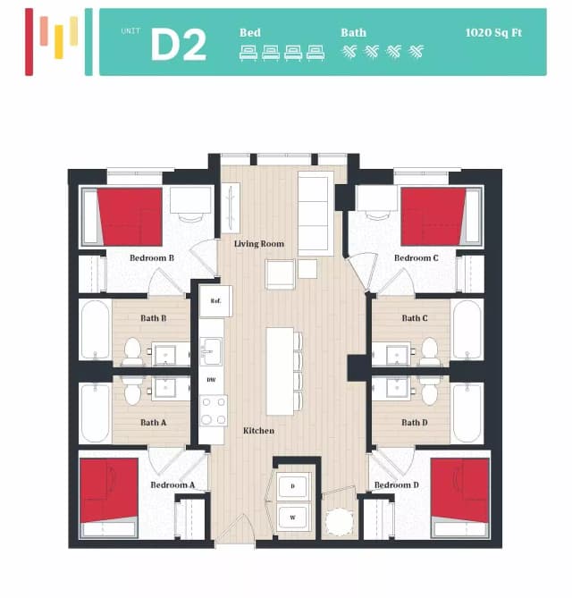 Room in 4 Bedroom 4 Bathroom | D2 Combo main photo