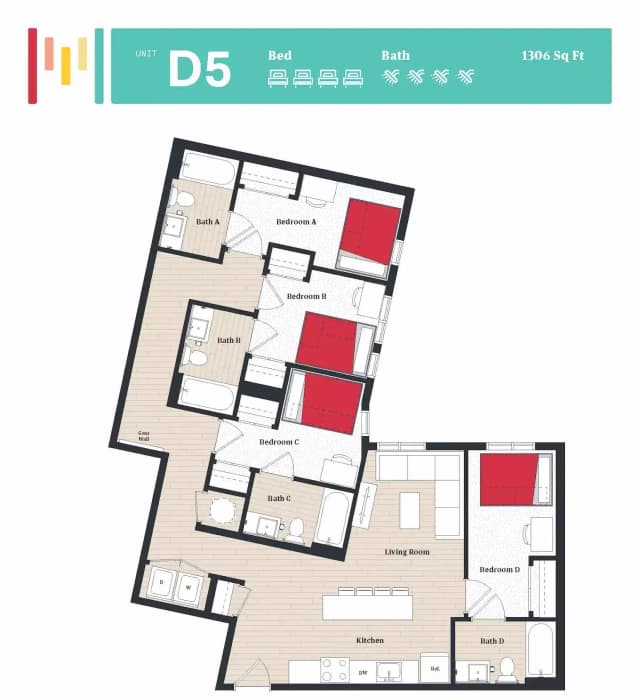 Room in 4 Bedroom 4 Bathroom | D5 main photo