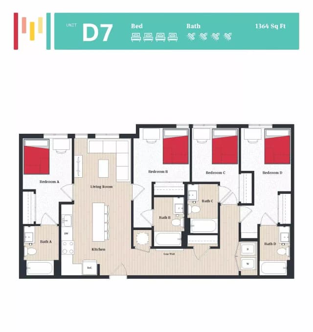 Room in 4 Bedroom 4 Bathroom | D7 main photo