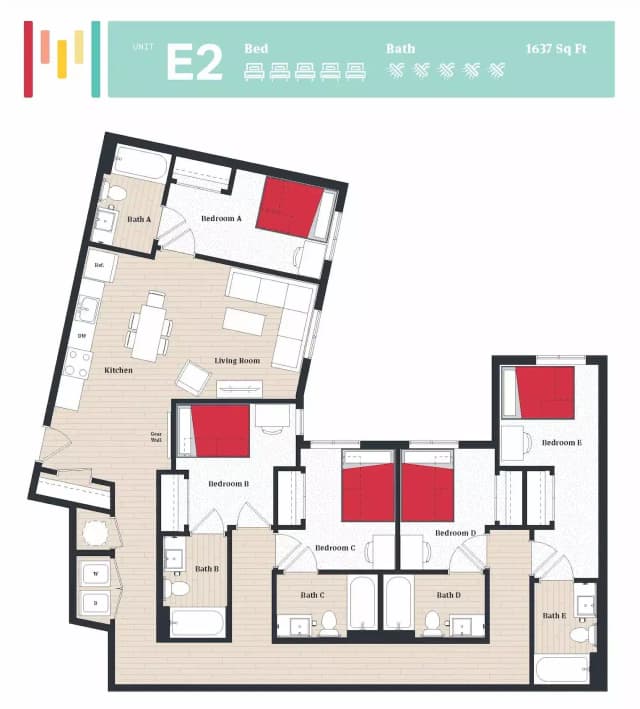 Room in 5 Bedroom 5 Bathroom | E2 main photo