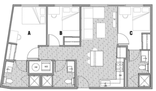 Room in 3 Bedroom 3 Bathroom | 3x3 main photo