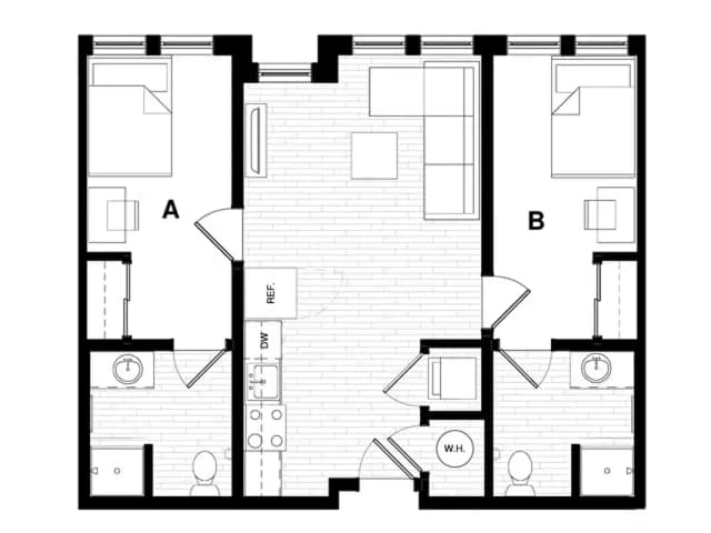 2x2 Premium Room in 2 Bedroom 2 Bathroom main photo