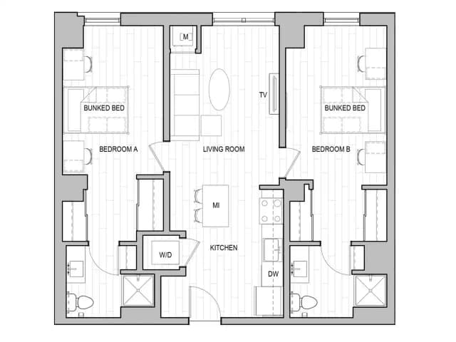 2x2 Double-Bunk Room in 2 Bedroom 2 Bathroom main photo