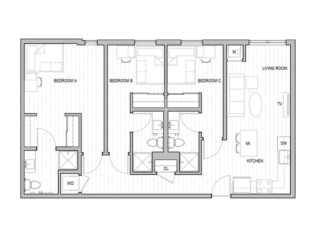Room in 3 Bedroom 3 Bathroom | 3x3 main photo