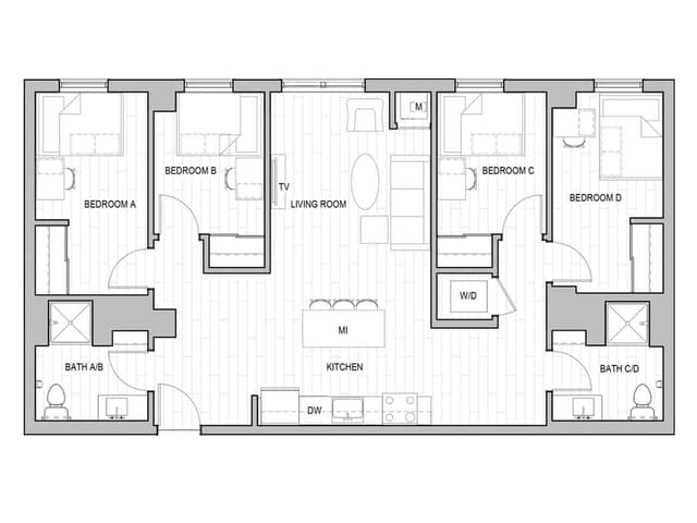 Room in 4 Bedroom 2 Bathroom | 4x2 main photo
