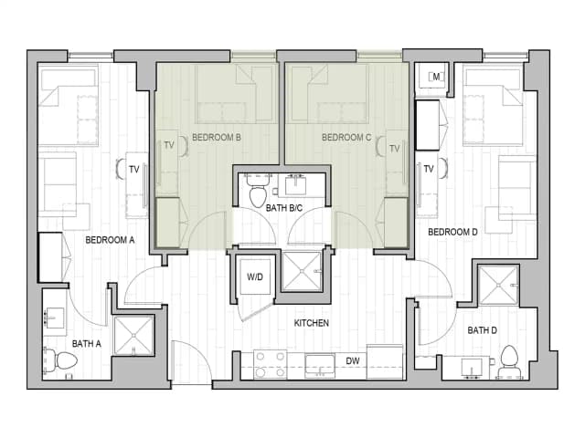 4x3 Affordable Room in 4 Bedroom 3 Bathroom main photo